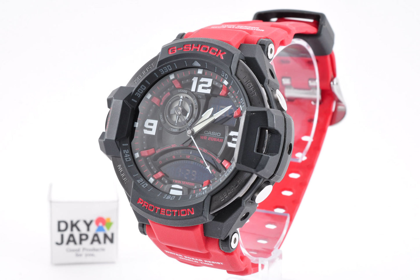 Casio G-Shock GA-1000-4B Aviation Black Dial Red Resin Quartz Men's Watch Used From Japan