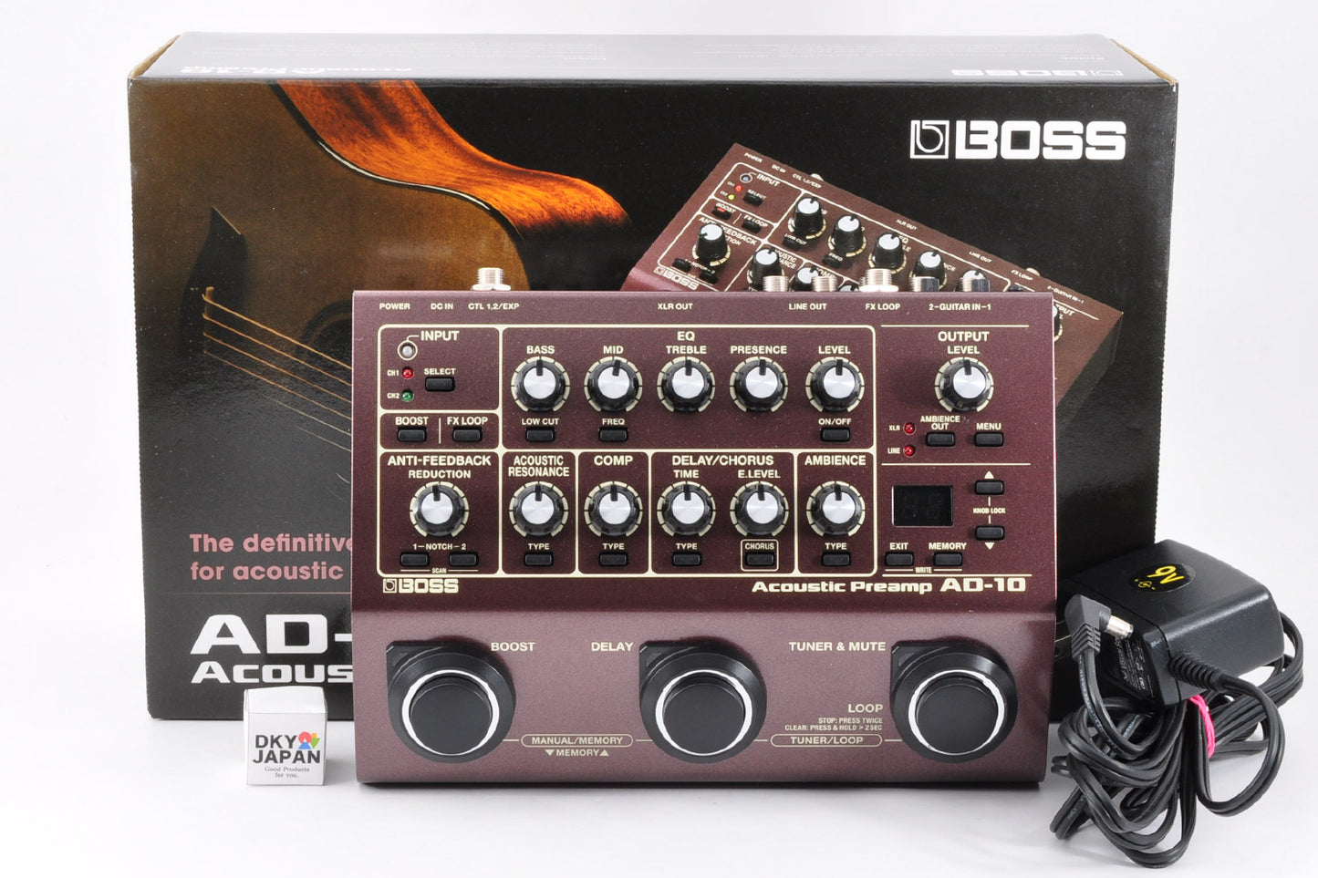 Boss AD-10 Acoustic Guitar Preamp & Processor Pre Amplifier w/Adapter Used From Japan #Z8I3300