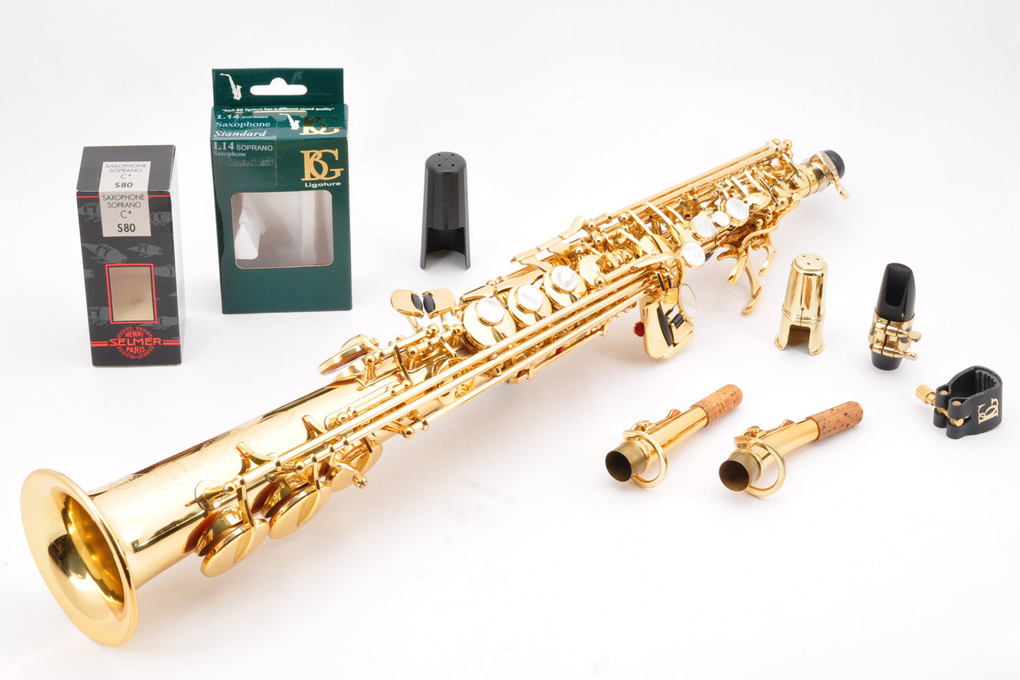Yamaha YSS-875 Soprano Saxophone M1&M1R Neck w/Hardcase Selmer Mouthpiece Ligature Used From Japan #1592