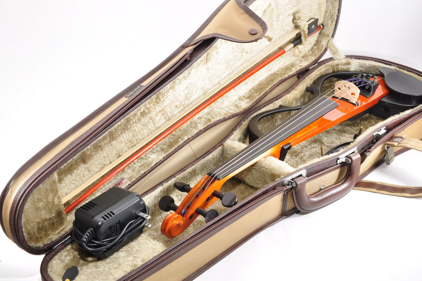 Yamaha SV-100 Electric Silent Violin Brown w/Bow&Case,Adapter Used From Japan #2301