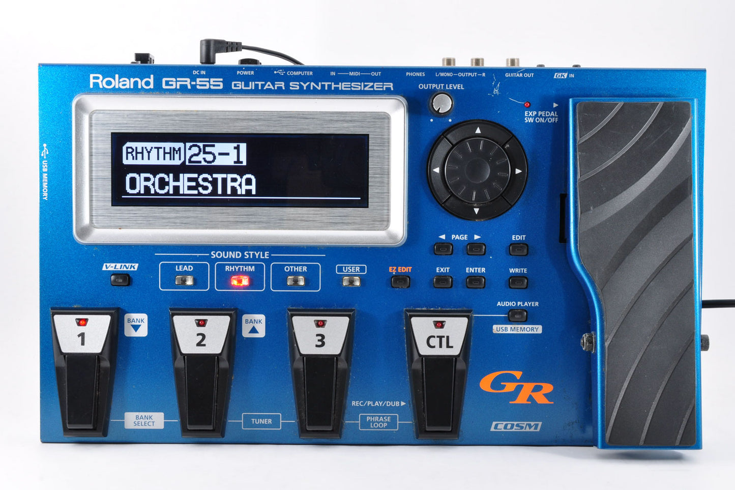 Roland GR-55 Guitar Synthesizer Multi Effects Pedal Blue w/Adapter Used From Japan #Z5A1498