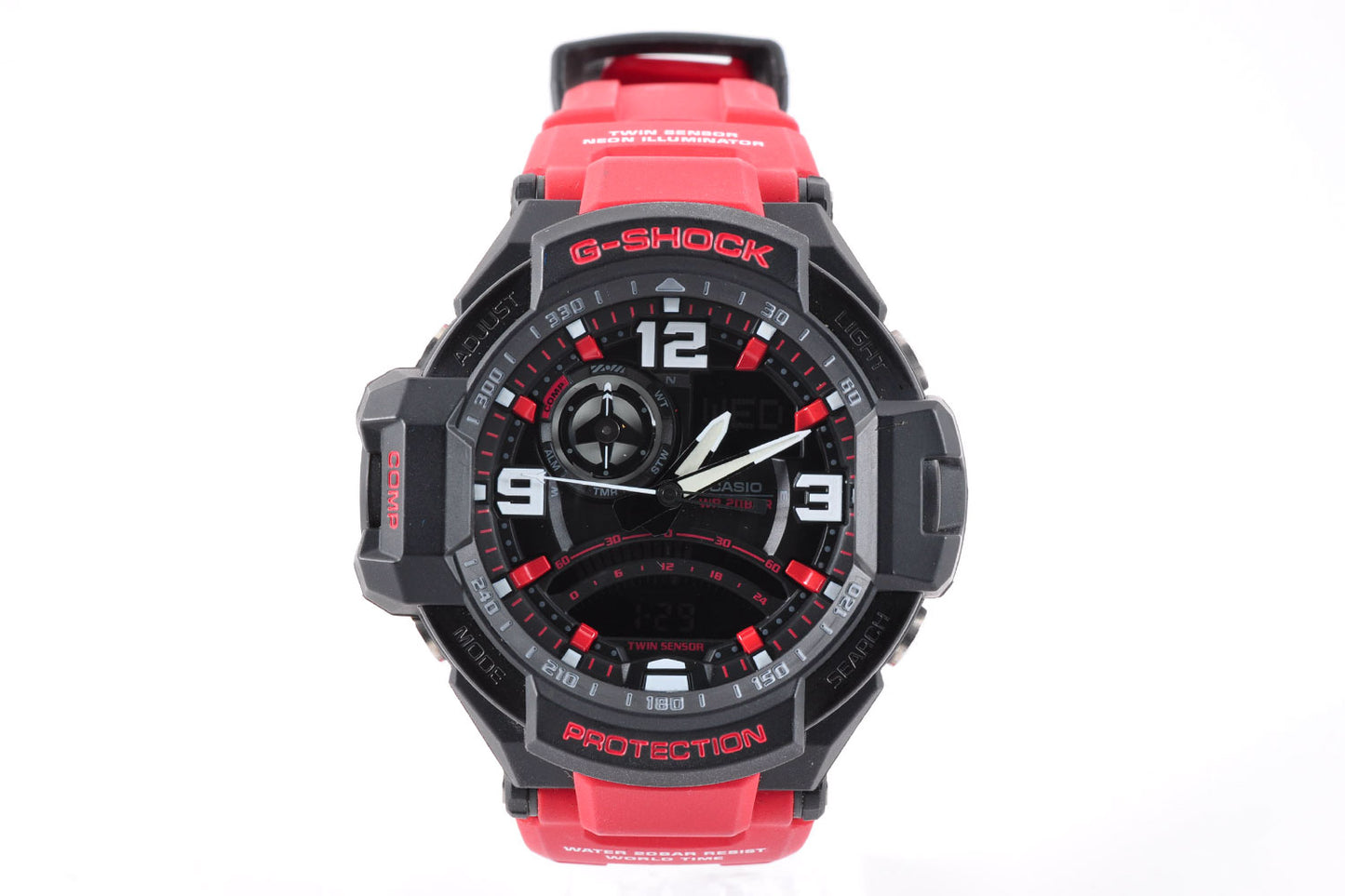 Casio G-Shock GA-1000-4B Aviation Black Dial Red Resin Quartz Men's Watch Used From Japan