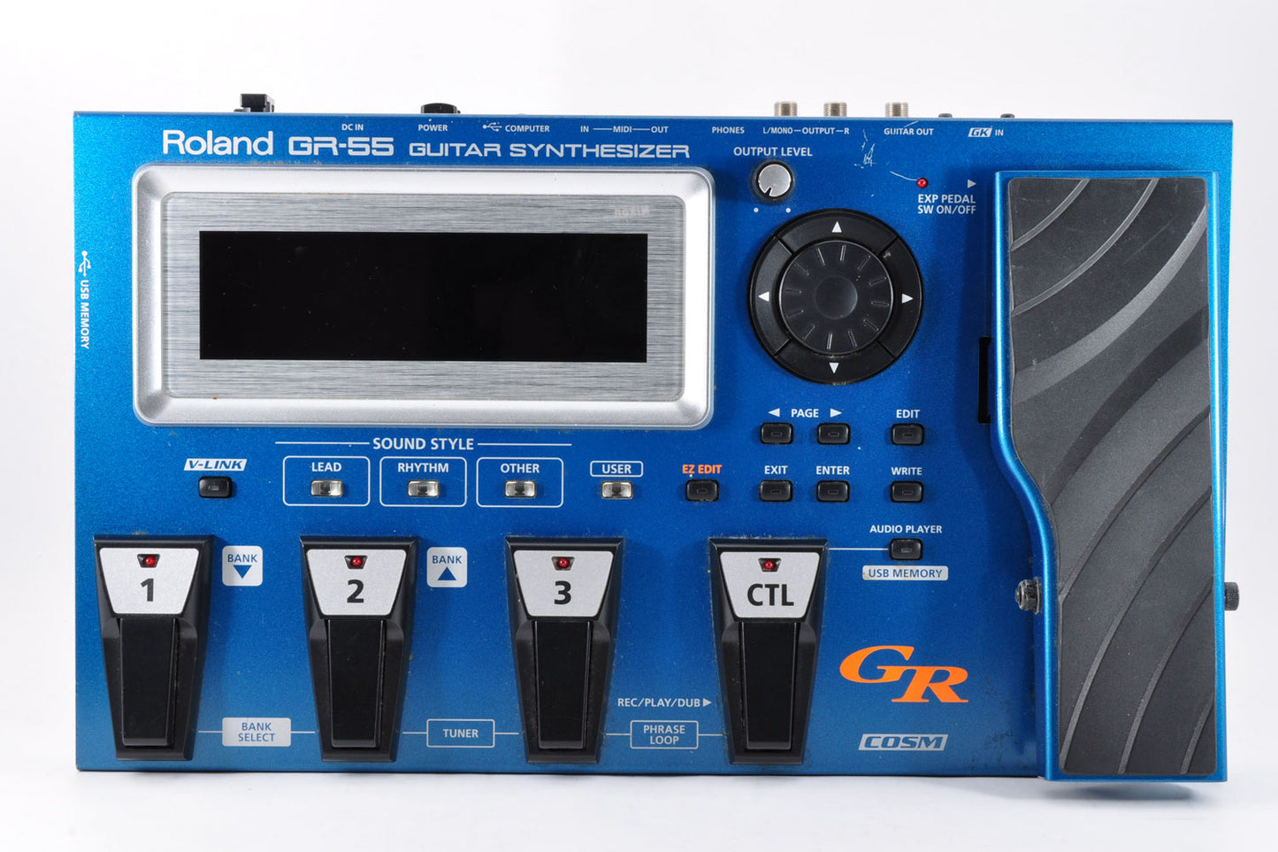 Roland GR-55 Guitar Synthesizer Multi Effects Pedal Blue w/Adapter Used From Japan #Z5A1498
