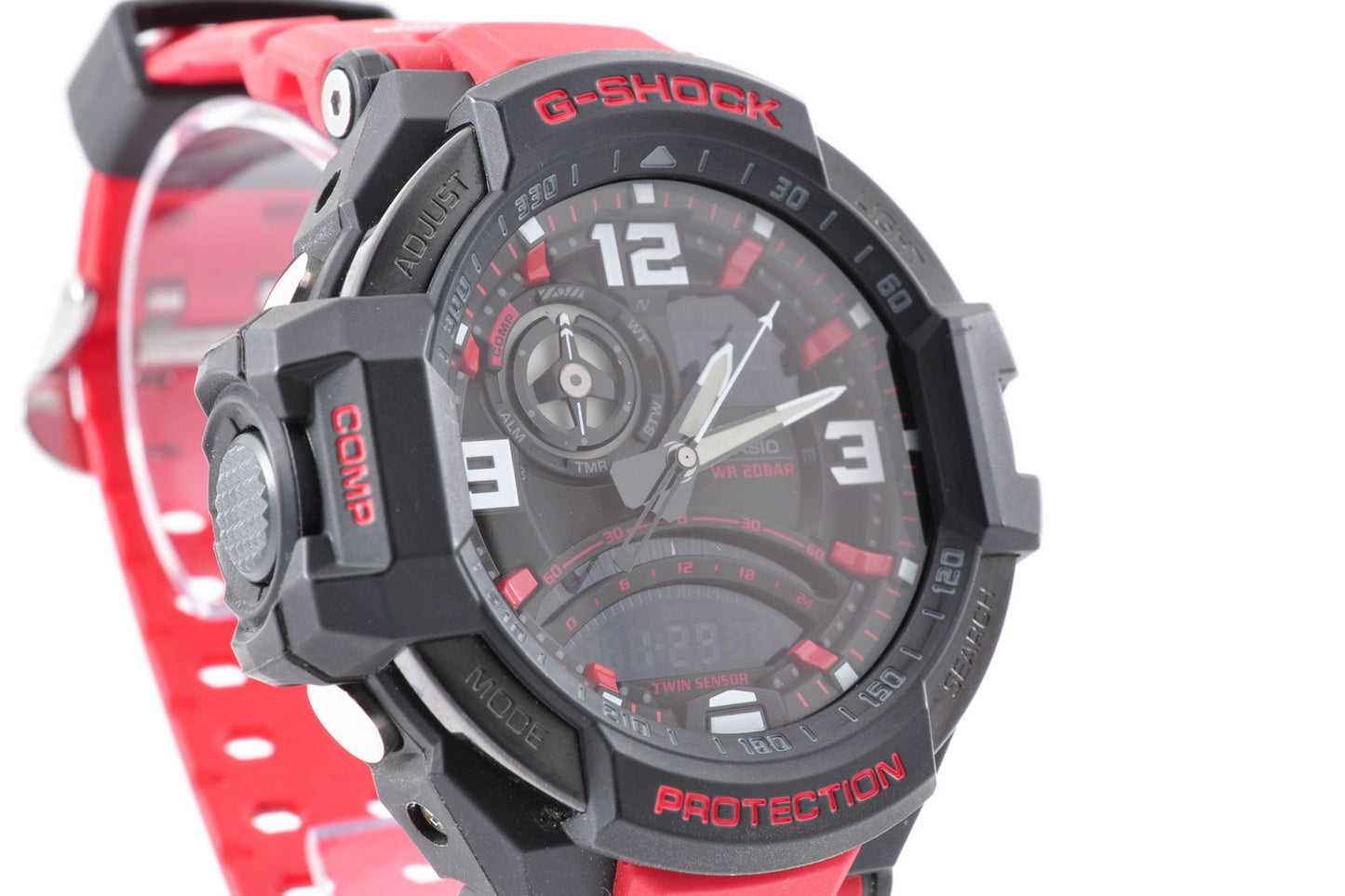Casio G-Shock GA-1000-4B Aviation Black Dial Red Resin Quartz Men's Watch Used From Japan