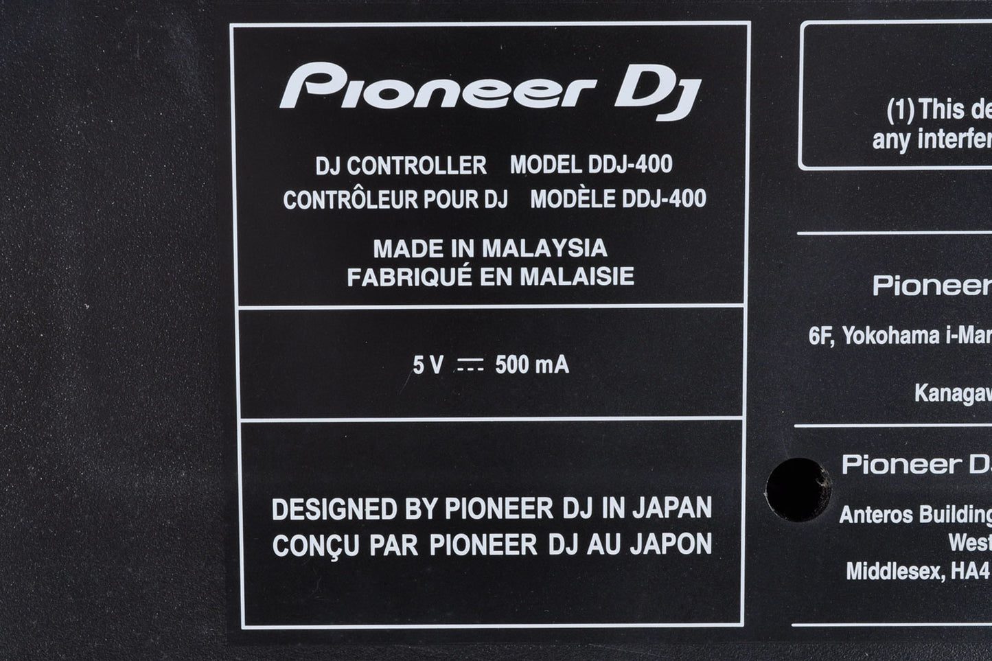 Pioneer DDJ-400 DJ Controller Rekordbox 2ch Channel w/Original Box USB cable Used From Japan #REMP005775NN