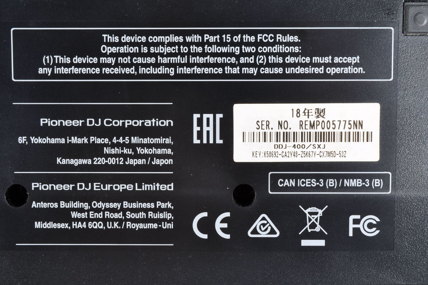 Pioneer DDJ-400 DJ Controller Rekordbox 2ch Channel w/Original Box USB cable Used From Japan #REMP005775NN