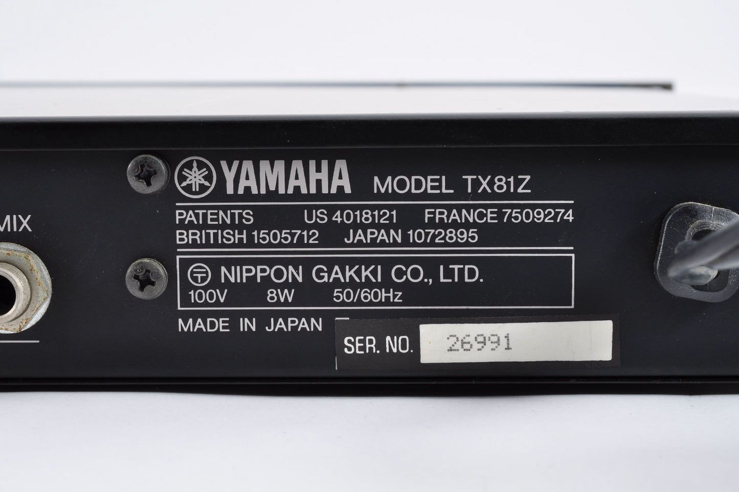 Yamaha TX81Z FM Tone Generator MIDI Synthesizer Made In Japan 1U Rack Mount Used From Japan #26991