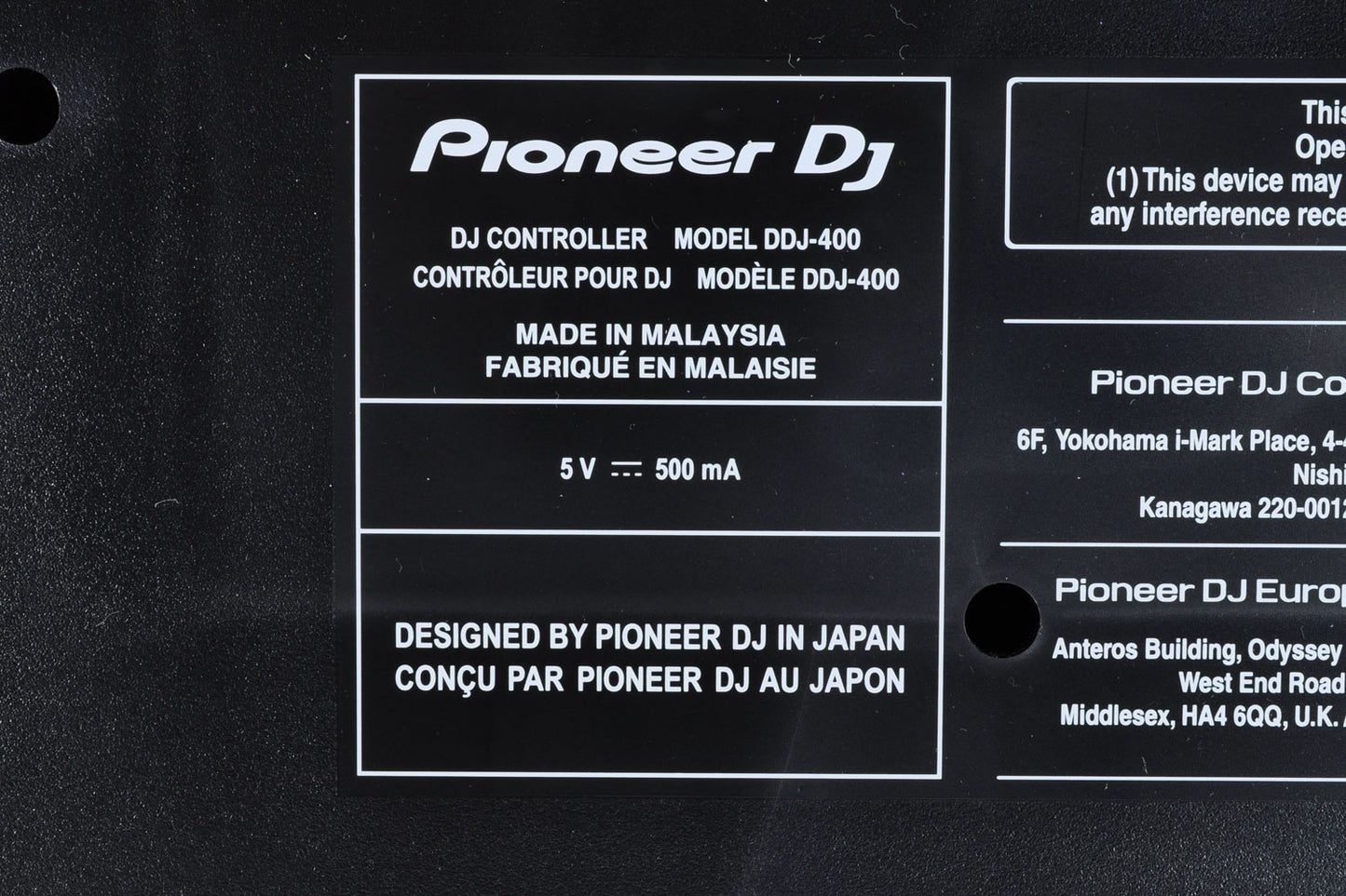 Pioneer DDJ-400 DJ Controller 2ch Channel Rekordbox w/Original Box DustCover USBcable Made In Malaysia 2019 Used From Japan #SLMP175087NN