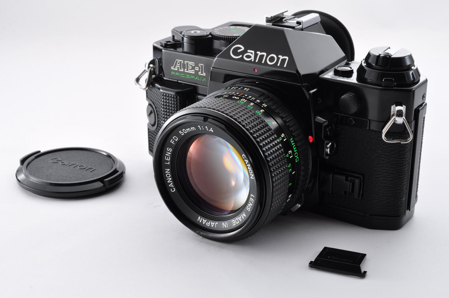 Canon AE-1 Program Black 35mm SLR Camera New FD 50mm F1.4 Maintained From Japan #1099884
