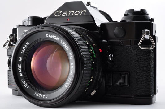 Canon AE-1 Program Black 35mm SLR Camera New FD 50mm F1.4 Maintained From Japan #1295254