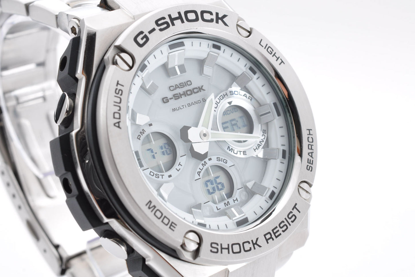 Casio G-SHOCK GST-W110D-7AJF Silver Stainless Steel Solar Digital Analog Watch 5444 Used From Japan