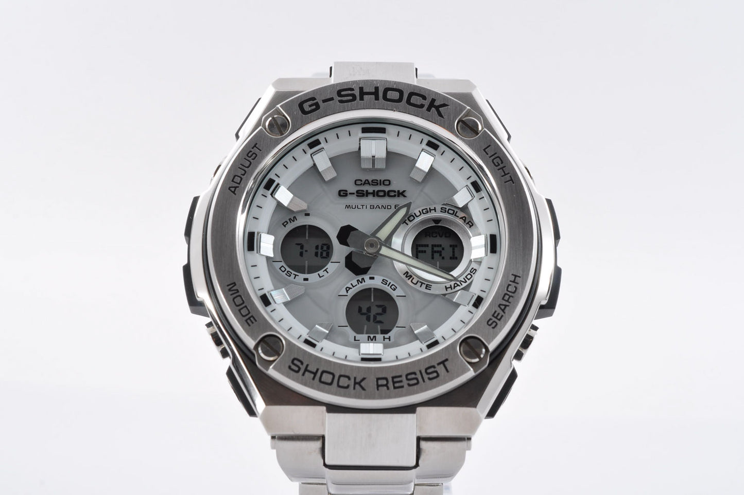 Casio G-SHOCK GST-W110D-7AJF Silver Stainless Steel Solar Digital Analog Watch 5444 Used From Japan