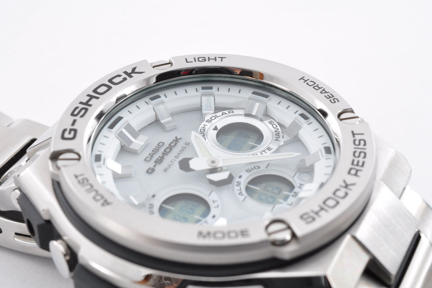 Casio G-SHOCK GST-W110D-7AJF Silver Stainless Steel Solar Digital Analog Watch 5444 Used From Japan