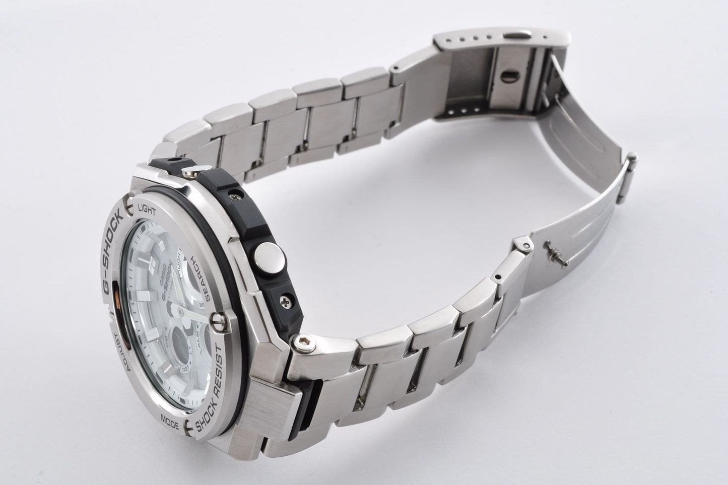 Casio G-SHOCK GST-W110D-7AJF Silver Stainless Steel Solar Digital Analog Watch 5444 Used From Japan