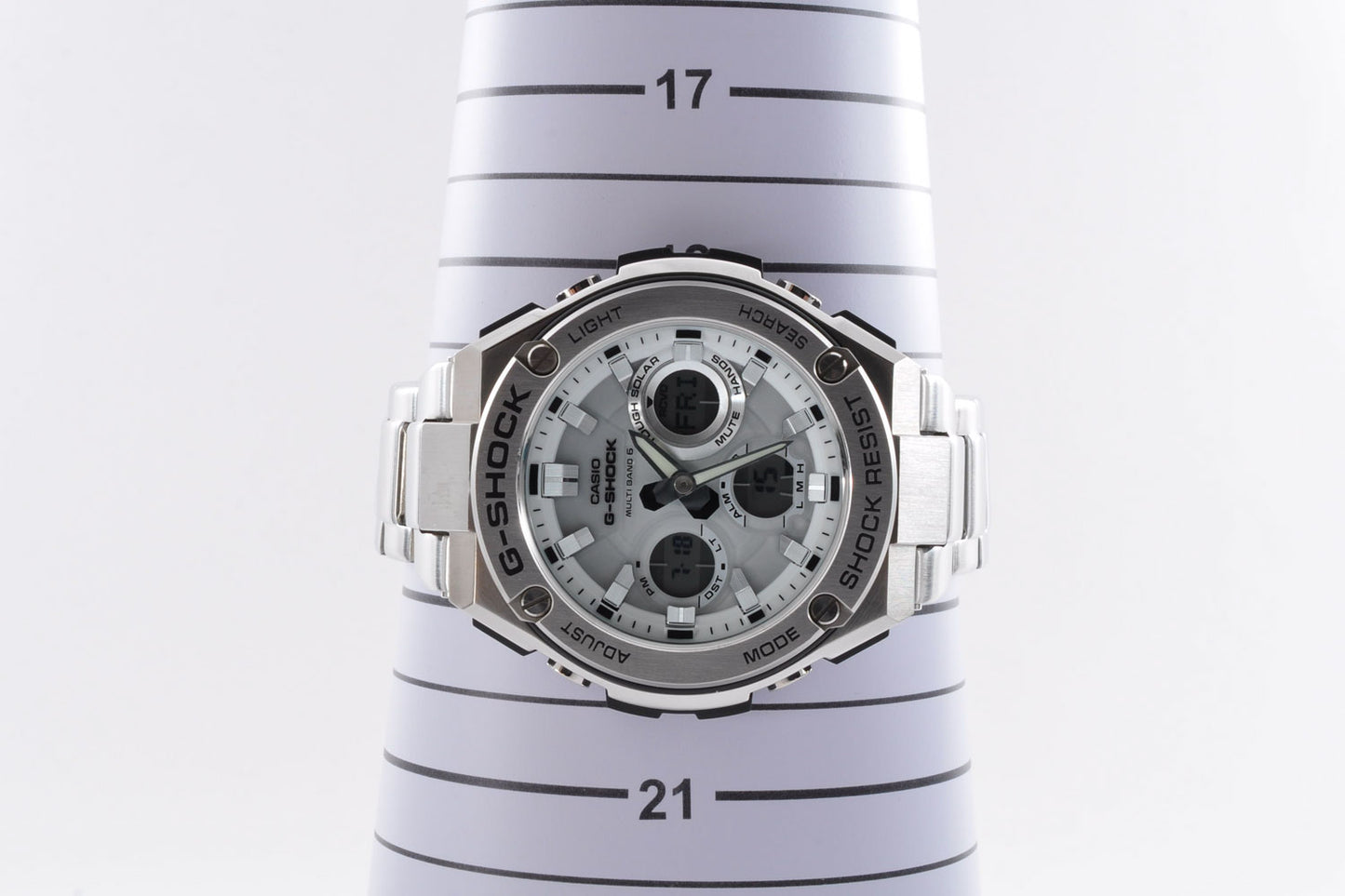 Casio G-SHOCK GST-W110D-7AJF Silver Stainless Steel Solar Digital Analog Watch 5444 Used From Japan