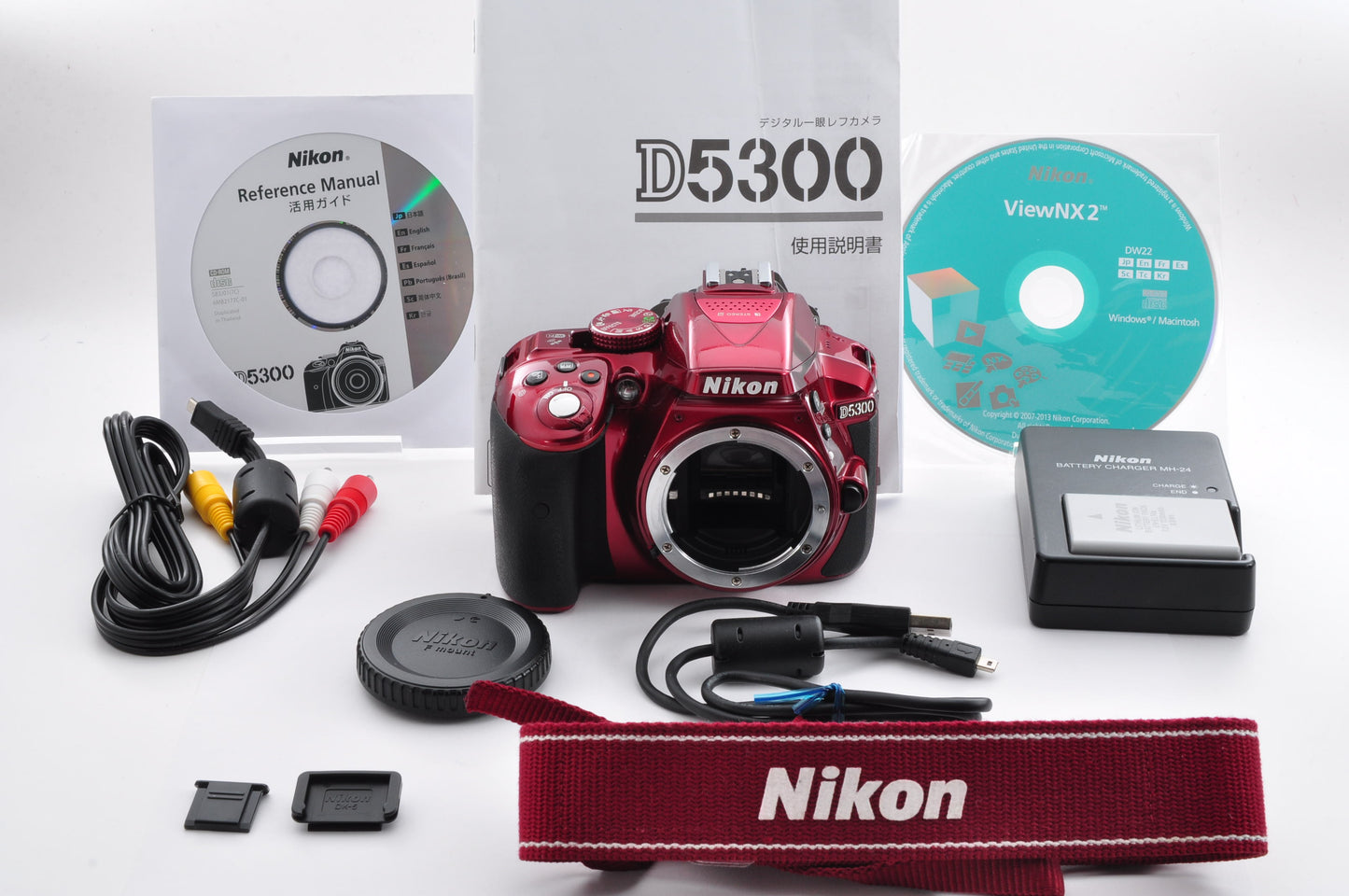 Nikon D5300 Red Shutter count 7653 24.2MP Digital SLR  Body Only From Japan #2082806